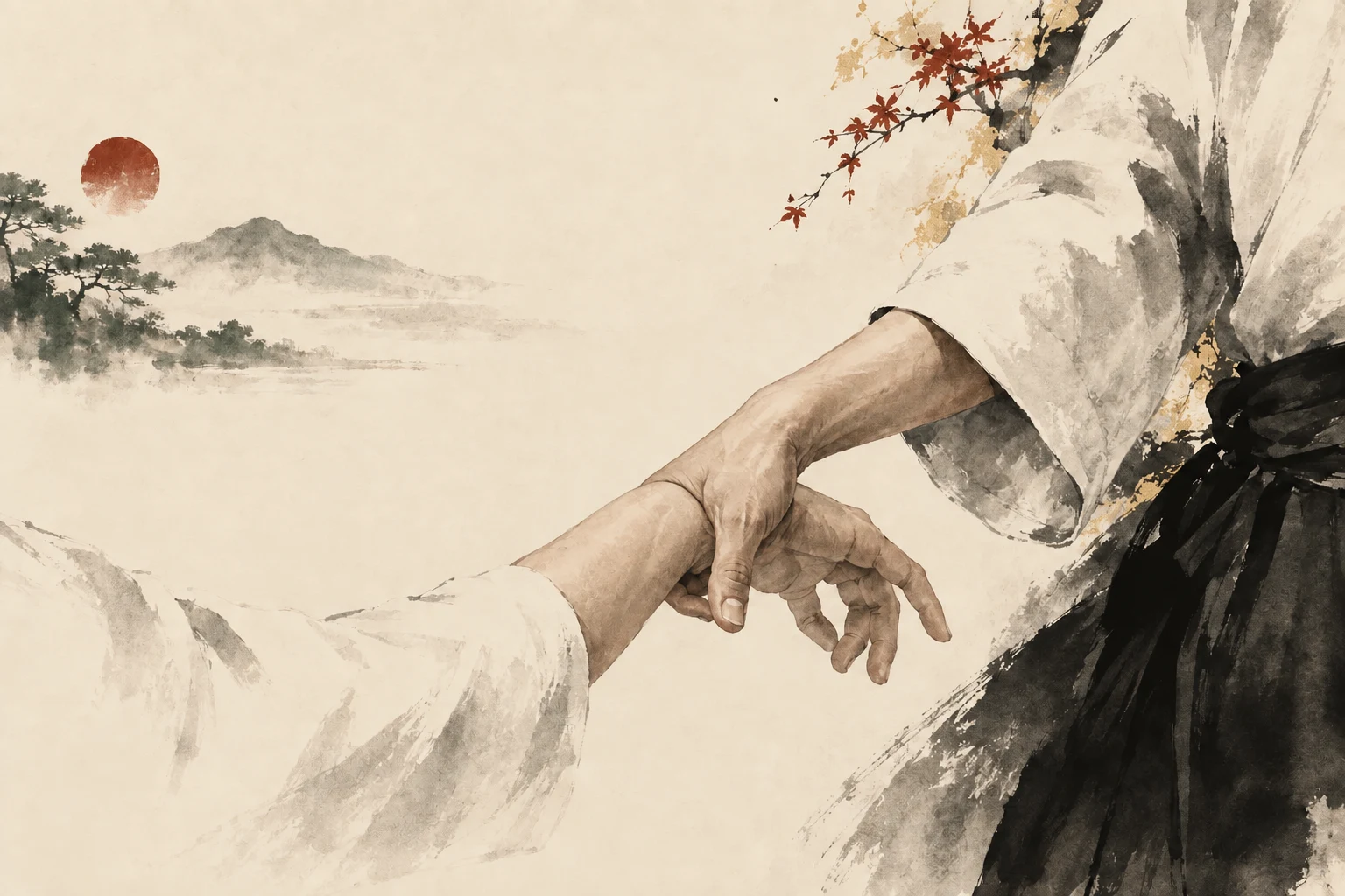 Sumi-e-Illustration für Kyusho Jutsu